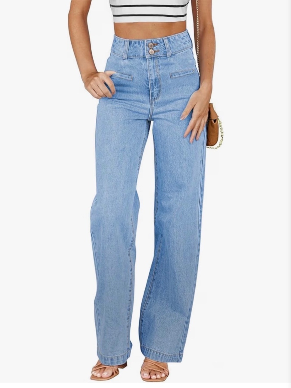 Sidefeel High Waisted Straight Leg Jeans Size 12 Medium Wash